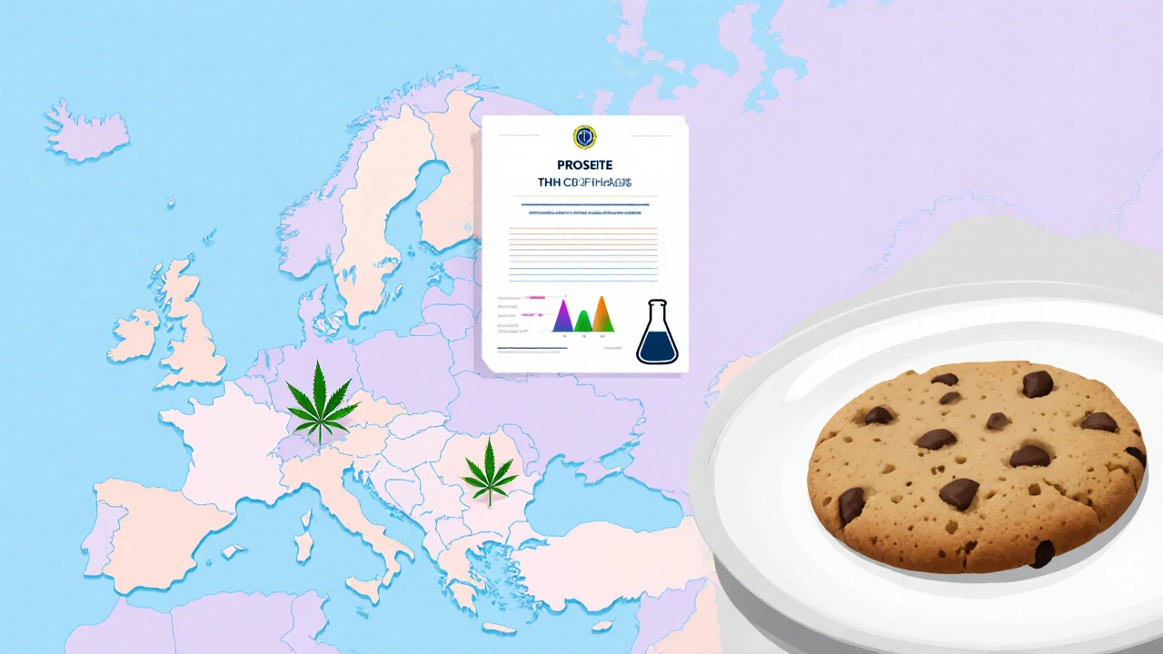 Ilustrace EU s THC limitem a otevřeným certifikátem.