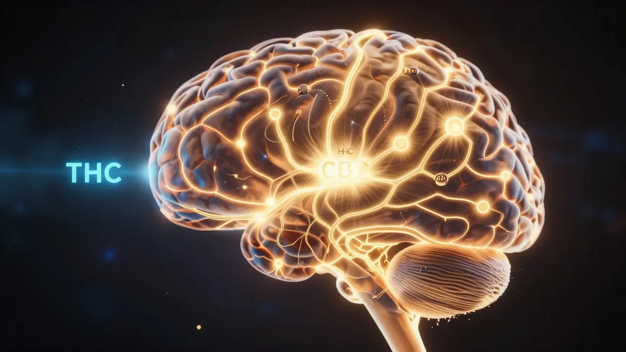 Abstraktní znázornění účinku PHC na mozkové receptory