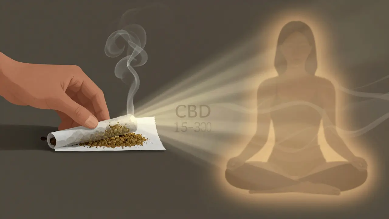 Dvě scény: kouření z papíru a poté klidný stav s jemným zářivým efektem.