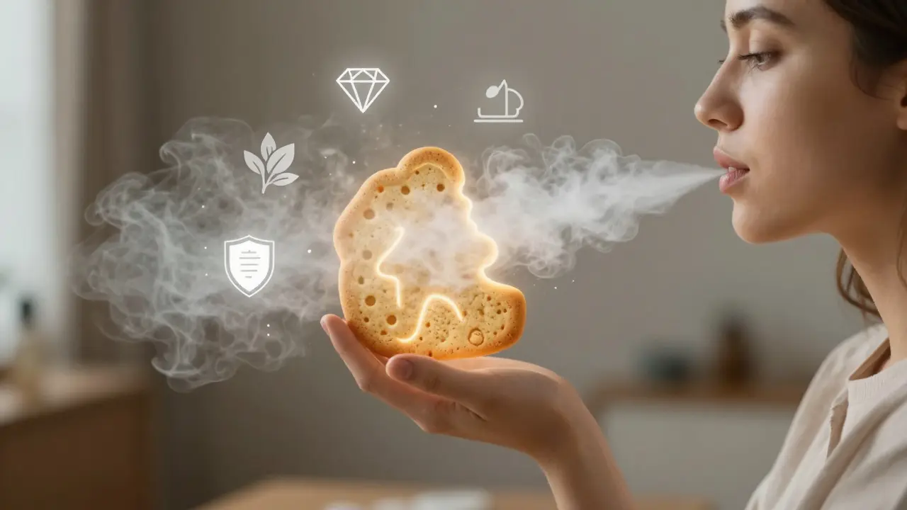 Osoba klidně vdechuje HHC, který vytváří pohodlný a vyvážený efekt bez přehnané intenzity.