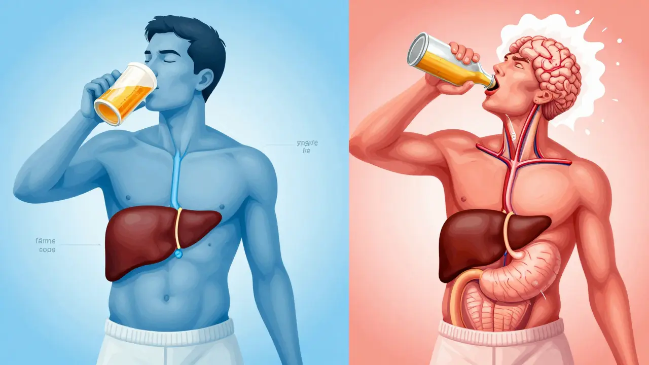 Srovnání fyzického vstřebávání alkoholu při pomalém a rychlém pítí piva.