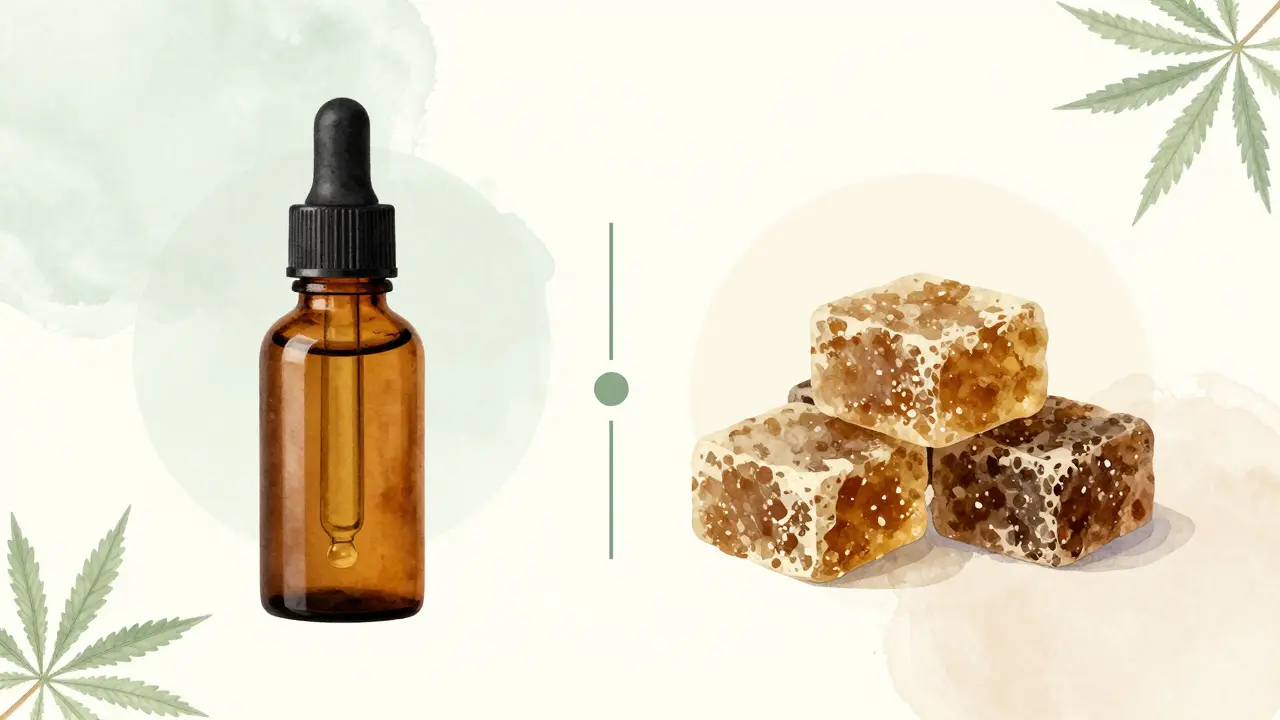 Srovnání olejové a hašové formy CBD produktů