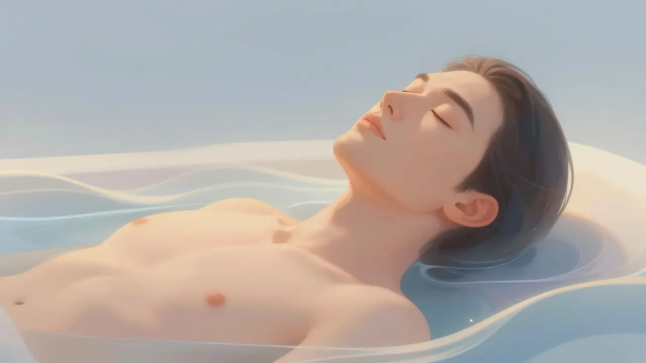 Konceptuální ilustrace pocitu uvolnění a vnitřního klidu.