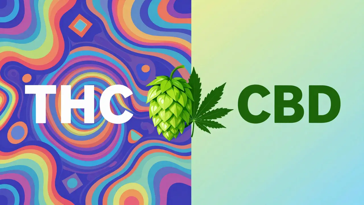 Ilustrace rozdílů mezi THC a CBD účinky