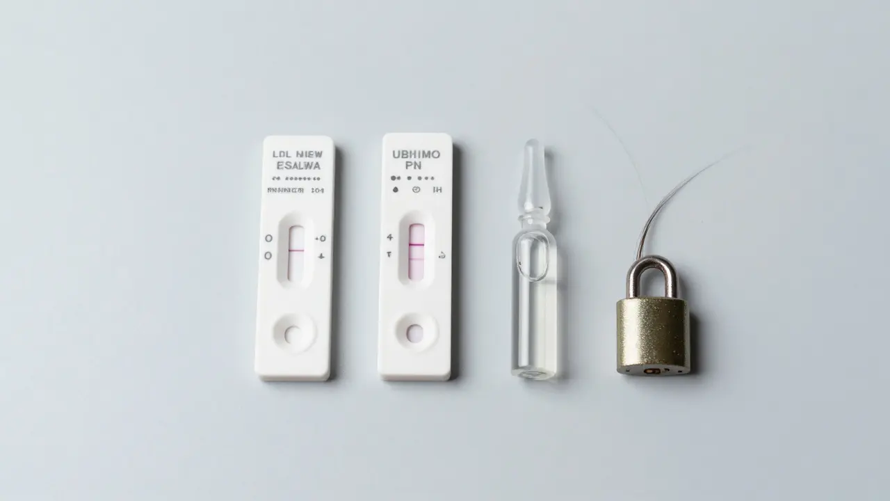 Testovací proužky na detekci drog na stole