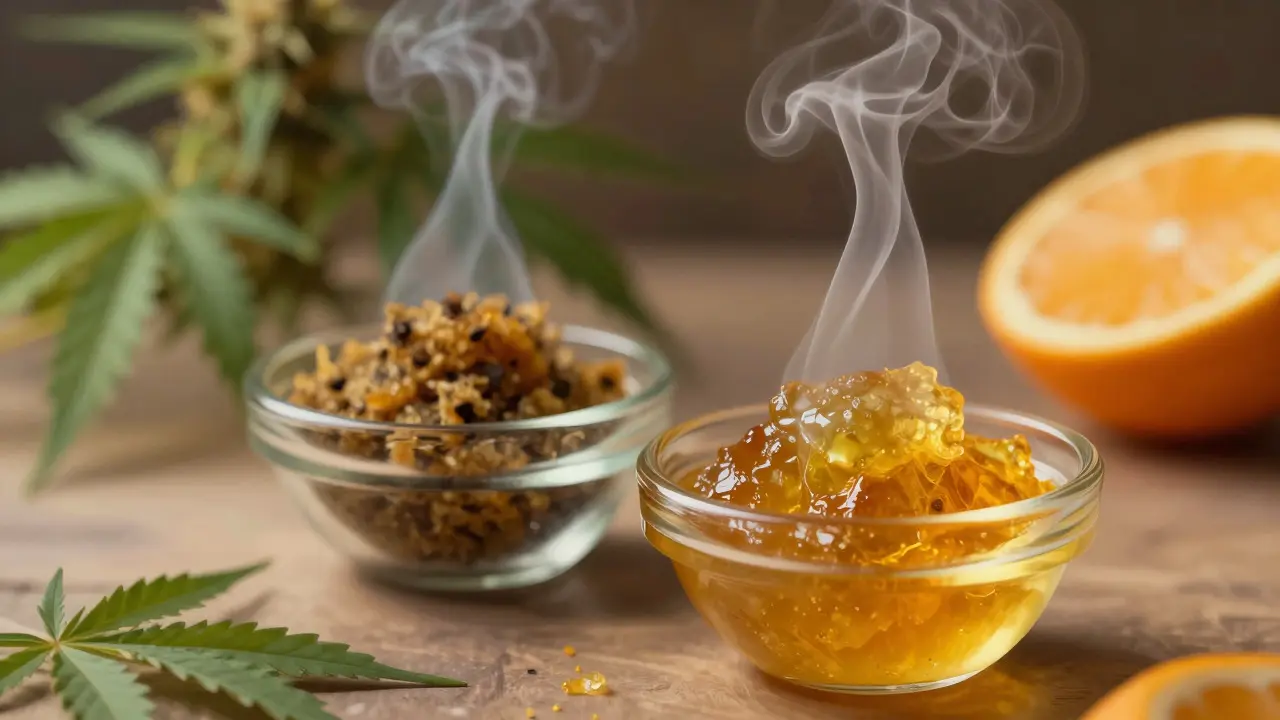 Umělecká vizualizace aromatických profilů konopných extraktů